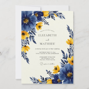 Convites Casamento de Primavera Azul Naval Ousado