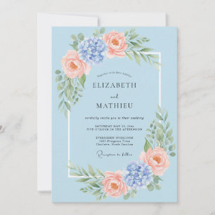 Convites Casamento de Primavera Azul Pó Exquisito