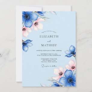 Convites Casamento de Primavera Azul-Pó Fantasioso