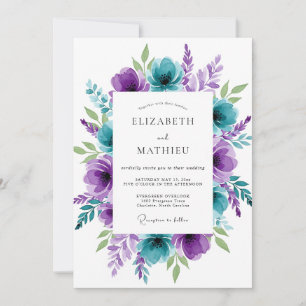 Convites Casamento de Primavera Azul-Verde Deslumbrante