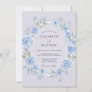 Convites Casamento de Primavera Azul Violeta Refinado