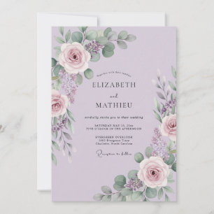 Convites Casamento de Primavera Botânico com Lavanda Luxuri