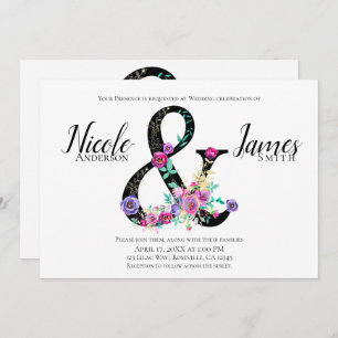 Convites Casamento de Primavera Chic com Ampersand Moderno