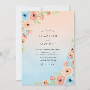 Convites Casamento de Primavera com Aquarela Poética de Pês