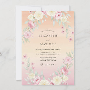Convites Casamento de Primavera com Aquarela Radiante de Pê