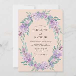 Convites Casamento de Primavera com Flor de Lavanda