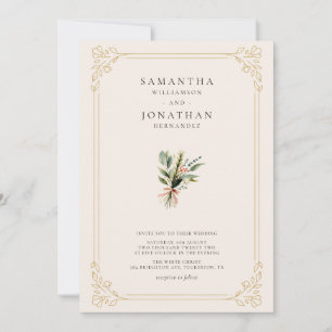 Convites Casamento de Primavera com Flor Silvestre Marfim V