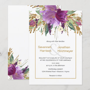 Convites Casamento de Primavera com Floral de Ámora Violeta