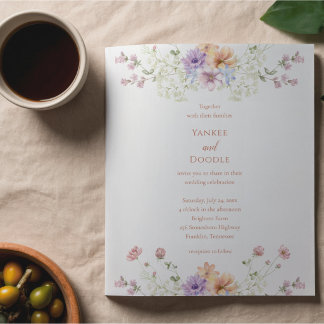 Convites Casamento de primavera com flores silvestres moder