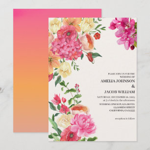 Convites Casamento de primavera com manteiga floral amarela