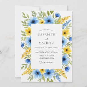 Convites Casamento de Primavera com Marigold Azul-Celeste L