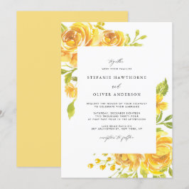 Convites Casamento de primavera das flores amarelas da aqua