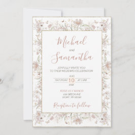 Convites Casamento de primavera de Blush e Sage Wildflower