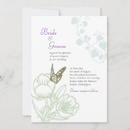 Convites Casamento de primavera de Flora & Borboleta Ilustr