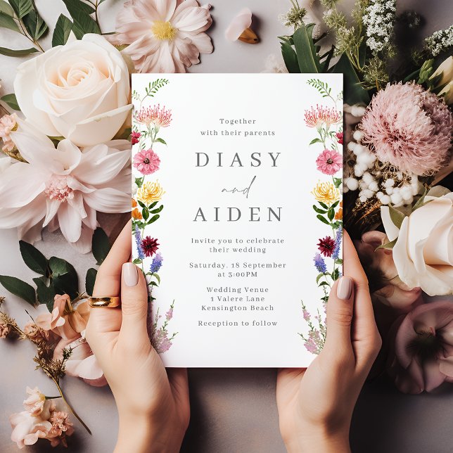 Convites Casamento de Primavera de Verão com flores selvage (Criador carregado)