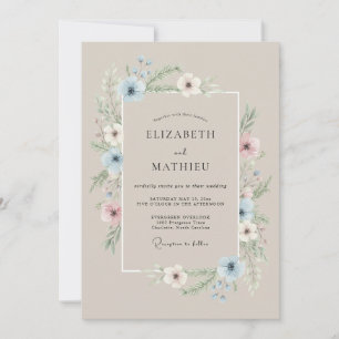 Convites Casamento de Primavera Elegante em Taupe