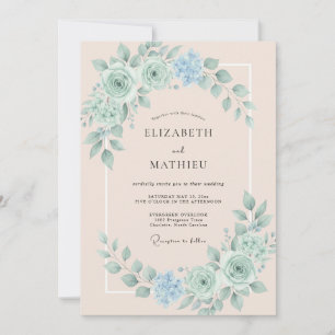 Convites Casamento de Primavera em Verde Menta Suave