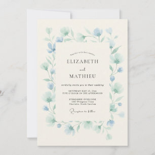 Convites Casamento de Primavera Etéreo Azul Água