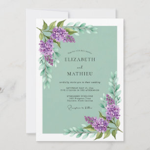 Convites Casamento de Primavera Exuberante Lilás Roxo