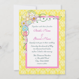 Convites Casamento de Primavera Floral Amarelo Vibrante Ros