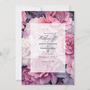 Convites Casamento de Primavera Floral Rosa Suave e Prata