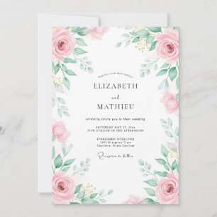 Convites Casamento de Primavera Inesquecível Rosa Pétala
