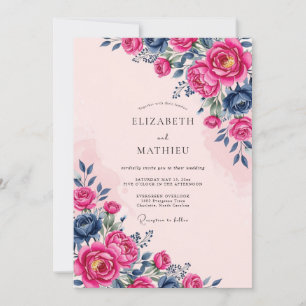 Convites Casamento de Primavera Magenta Ousado