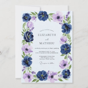 Convites Casamento de Primavera Opulento Azul-Marinho