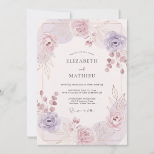Convites Casamento de Primavera Radiante Lilás