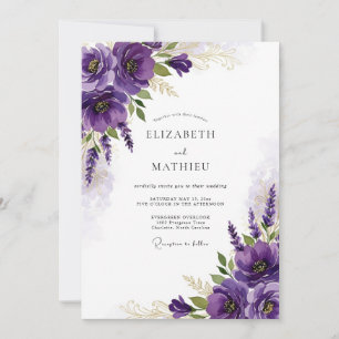 Convites Casamento de Primavera Resplandecente Roxo