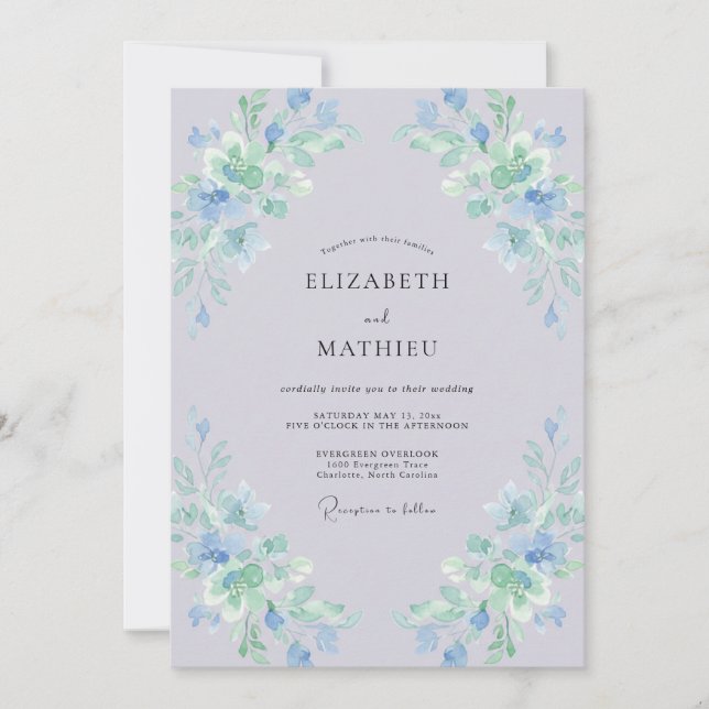 Convites Casamento de Primavera Sedutor Lilás (Frente)