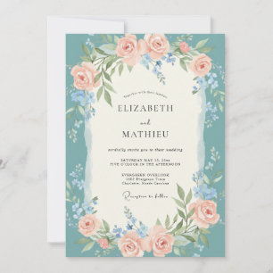 Convites Casamento de Primavera Teal Divino