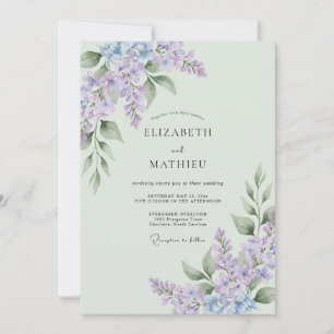Convites Casamento de Primavera Verde Esmeralda e Lavanda