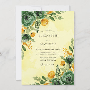 Convites Casamento de Primavera Vibrante Verde Esmeralda