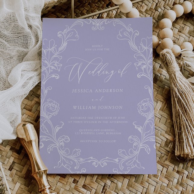 Convites Casamento de Princesa Arte Linha Rococó Vintage (Criador carregado)