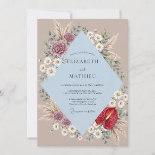 Convites Casamento de Protea Eucalipto Vermelho Malva