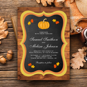 Convites Casamento de Pumpkin de Chalkboard de Madeira Rús