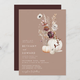 Convites Casamento de Pumpkin Floral de Taupe Fall Fall
