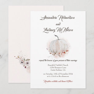 Convites Casamento de Pumpkin Rustic Fall Watercolor