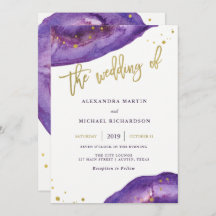 Casamento de Purple e Geode Dourado com Aquarela