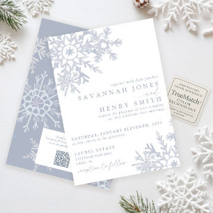 Convites Casamento de QR Code de Floco de Neve de Inverno A