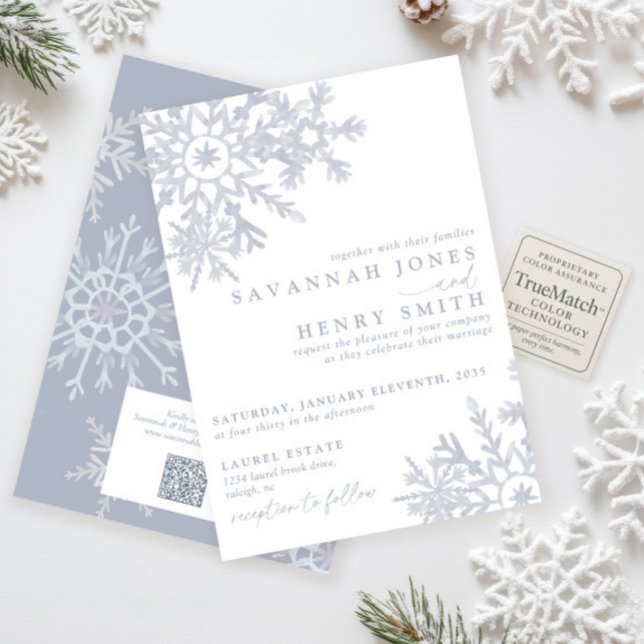 Convites Casamento de QR Code de Floco de Neve de Inverno A (Criador carregado)