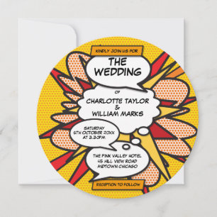 Convites Casamento de Quadrinhos de Diversão Moderna