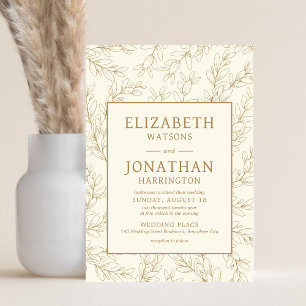 Convites Casamento de Quadro Floral Minimalista