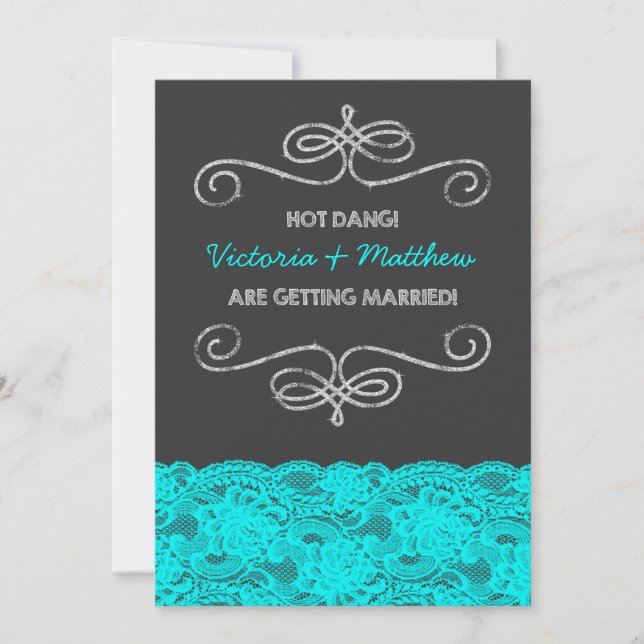 Convites Casamento de Quadro Negro Vintage Hot Dang (Frente)
