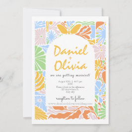 Convites Casamento de Quadro Retro Colorido Floral