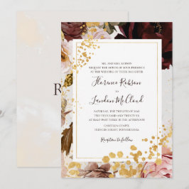 Convites Casamento de Quadro Tradicional de Mármore Floral