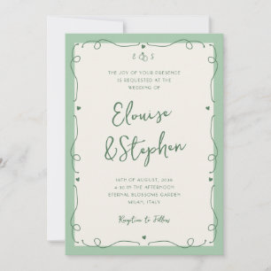 Convites Casamento de Quadro Whimsical Desenhado em Mão Vin