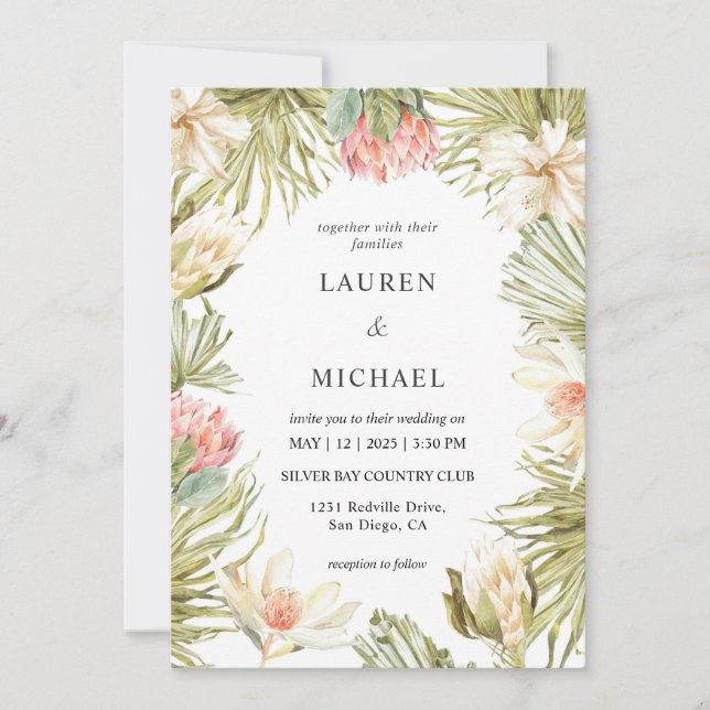 Convites Casamento de Quadros Africanos de Pêssego Cor-de-R (Frente)