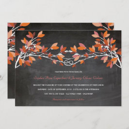 Convites Casamento de Quadros de Chalkboard Autumn Red Knot